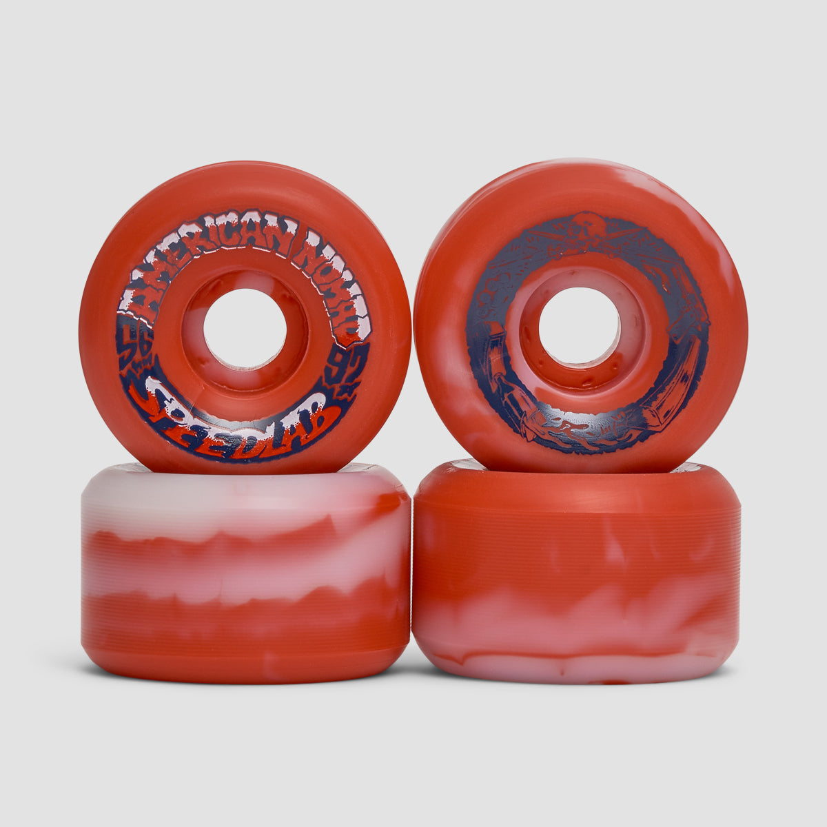 Speedlab Nomads 'Bloodstain' 97A Skateboard Wheels Natural/Red Swirl 56mm