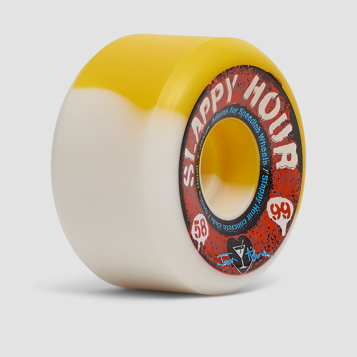 Speedlab Slappy Hour Jason Adams Pro 99A Skateboard Wheels Yellow/White Split 58mm