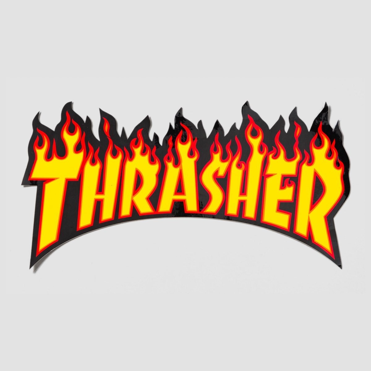 Thrasher Flame Logo Large Sticker Yellow/Black 260mm x 135mm - Skateboard