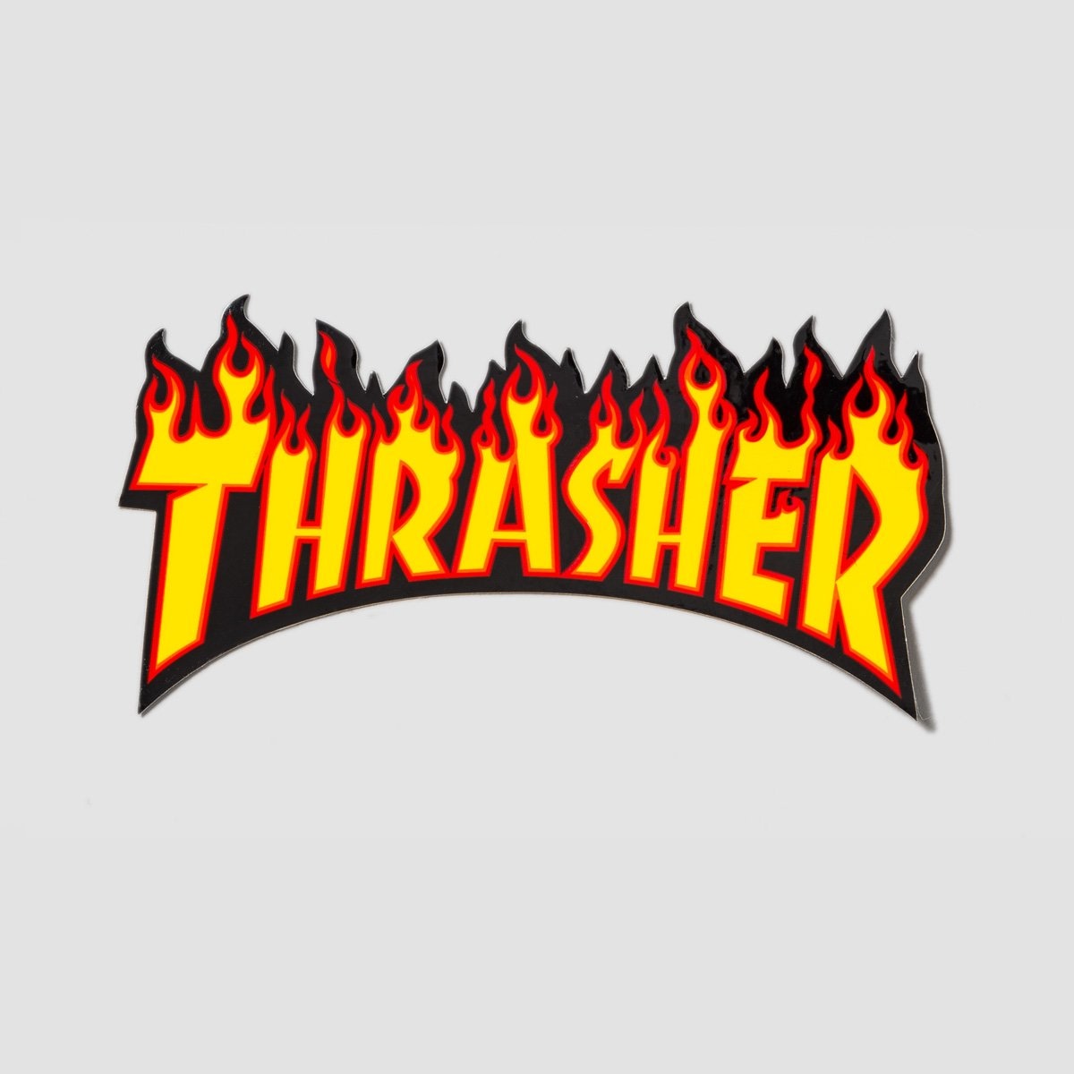 Thrasher Flame Logo Medium Sticker Black/Yellow 155mm x 80mm - Skateboard