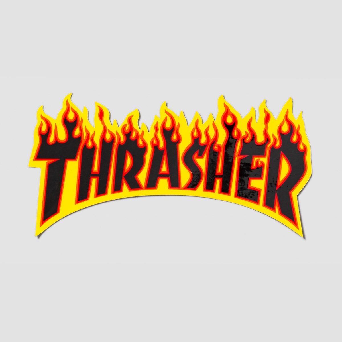 Thrasher Flame Logo Medium Sticker Yellow/Black 155mm x 80mm - Skateboard