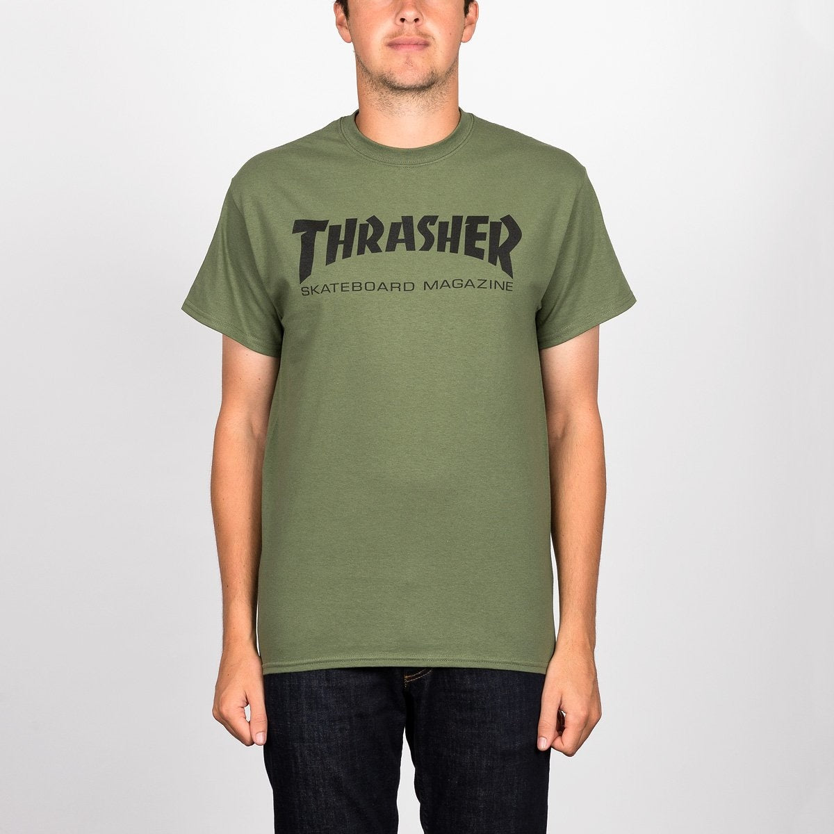 Thrasher Skate Mag Logo Tee Army Green - Clothing