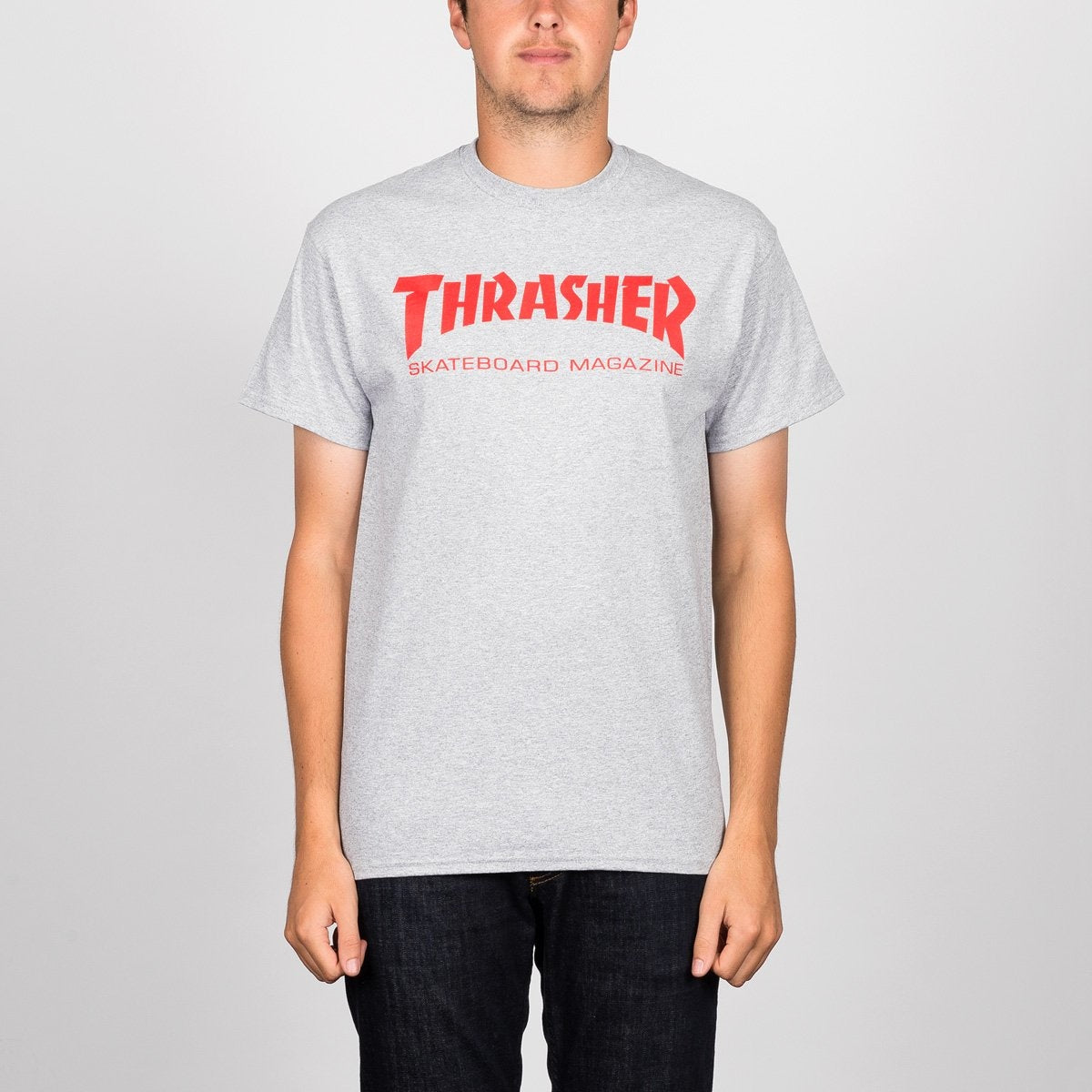 Thrasher Skate Mag Logo Tee Grey/Red - Clothing