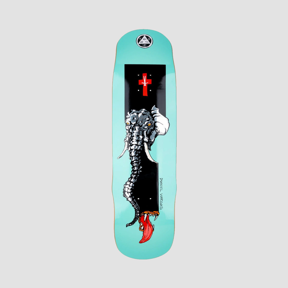 Welcome Tusk on Effigy Daniel Vargas Pro Skateboard Deck Teal/Silver Foil - 8.8"